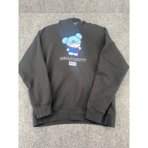 BT21 Hello Kitty Koya Hoodie Sweatshirt Mens Medium Black Graphic Pullover K-Pop